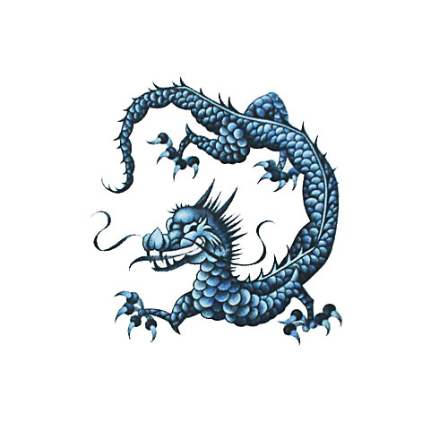 blue oriental dragon ceramic decal