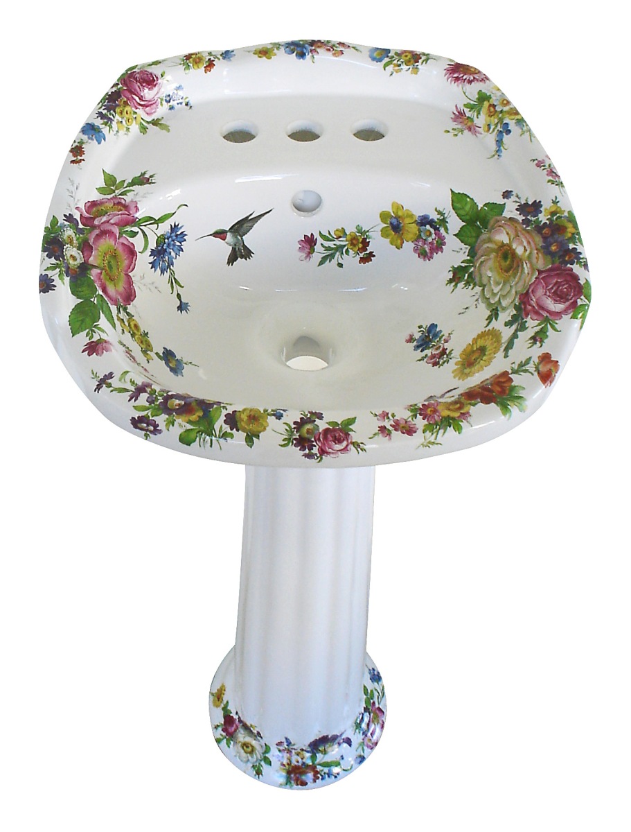 scented garden painted floral traditional pedestal lavatory