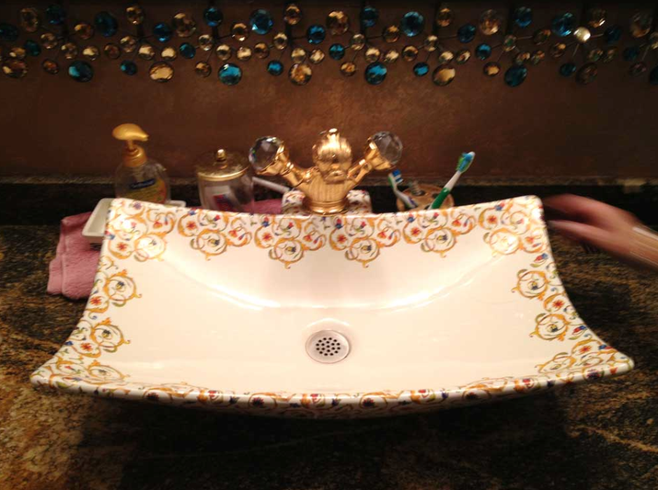 hand painted ornate vessel sink