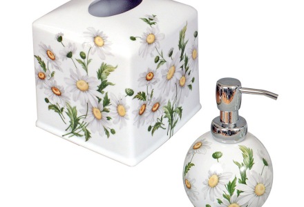 ceramic tissue box cover and soap dispenser
