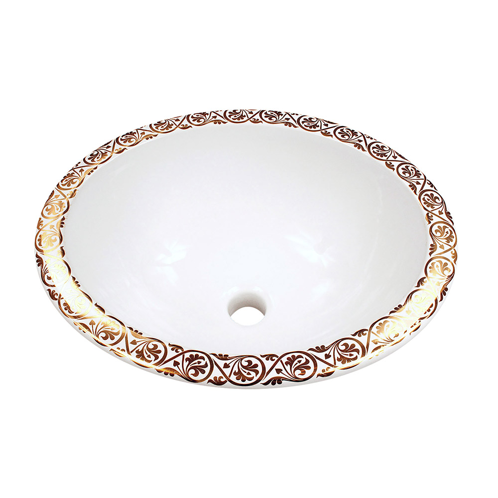 drop-in basin with gold border design